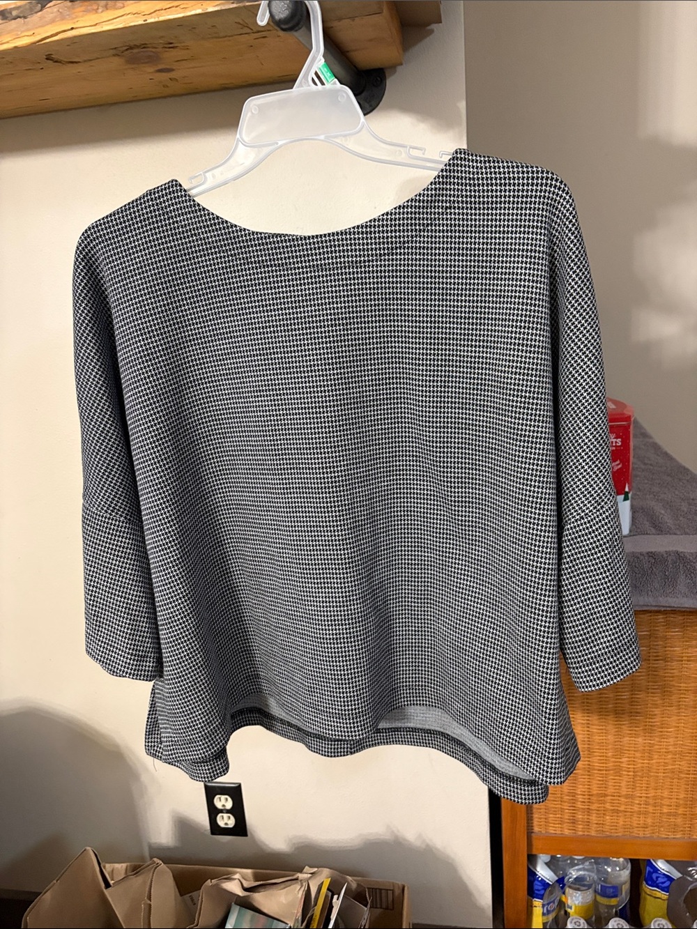 Boatneck Houndstooth Tunic in Black & White